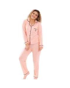 Pijama Camisa Manga Larga y Pantalón Largo Unicolor